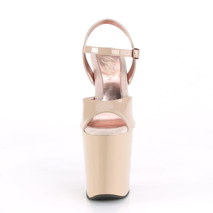 Pleaser Womens Sandals XTREME-809TT Nude Pat/Nude-Rose Gold Chrome