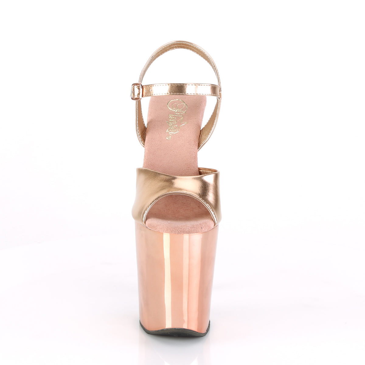 Pleaser Womens Sandals XTREME-809TTG Rose Gold Metallic Pu/Rose Gold Chrome-Gltr