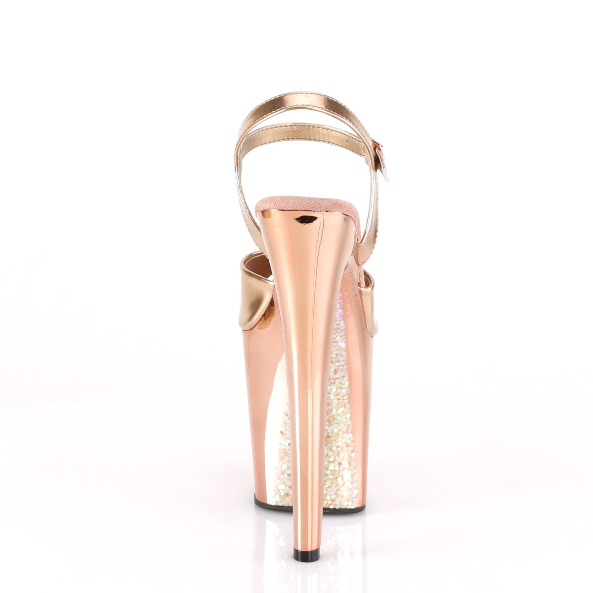 Pleaser Womens Sandals XTREME-809TTG Rose Gold Metallic Pu/Rose Gold Chrome-Gltr