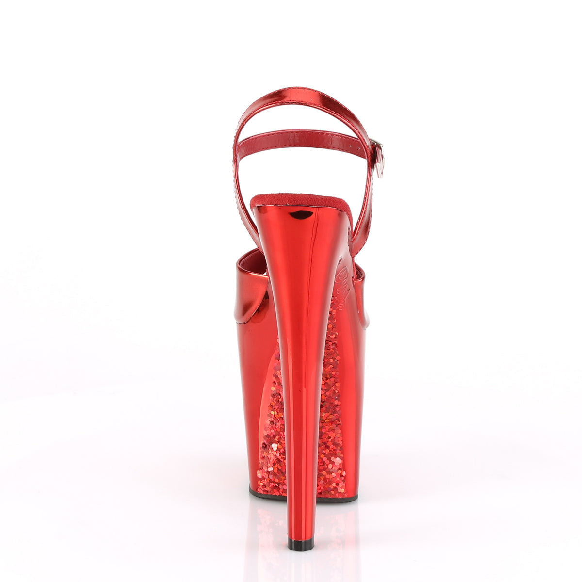 Pleaser Womens Sandals XTREME-809TTG Red Metallic Pu/Red Chrome-Glitter