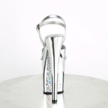 Pleaser Womens Sandals XTREME-809TTG Slv Metallic Pu/Slv Chrome-Glitter