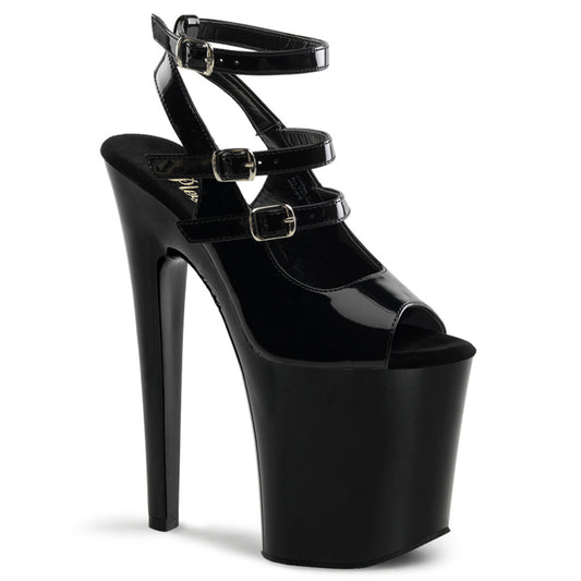 Pleaser Womens Sandals XTREME-873 Blk Pat/Blk