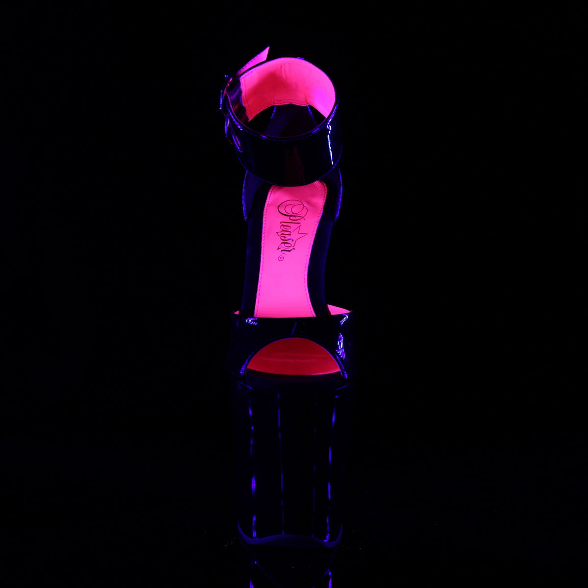 Pleaser Womens Sandals XTREME-875TT Blk Pat-Neon H. Pink/Blk