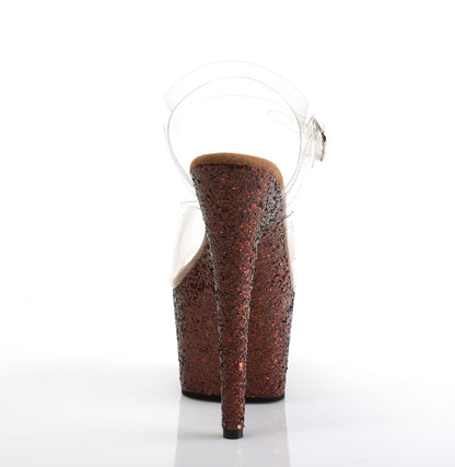 Pleaser Womens Sandals ADORE-708LG Clr/Copper Multi Glitter