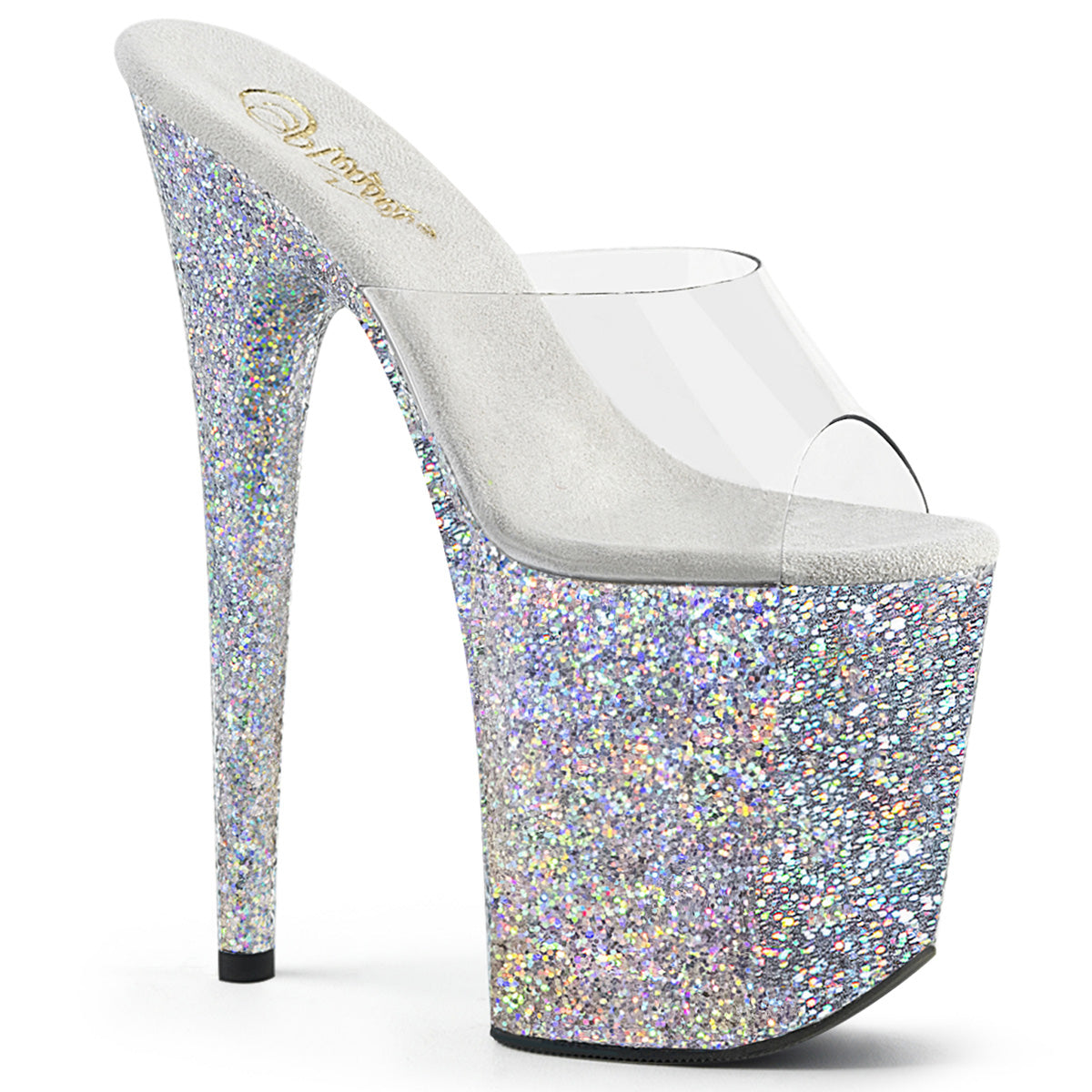 Pleaser Womens  FLAMINGO-801LG Clr/Slv Multi Glitter
